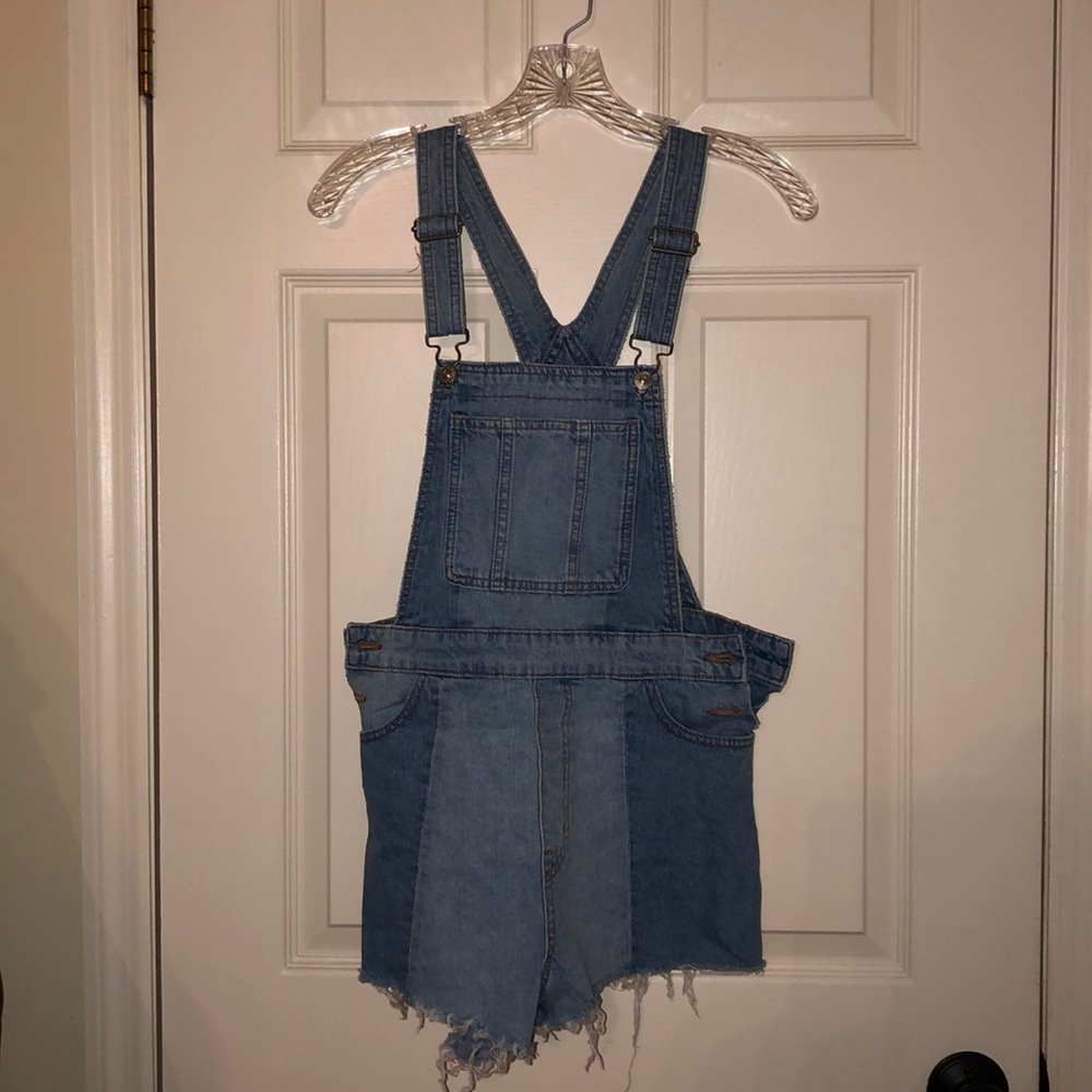 Topshop Denim Overall Shorts
